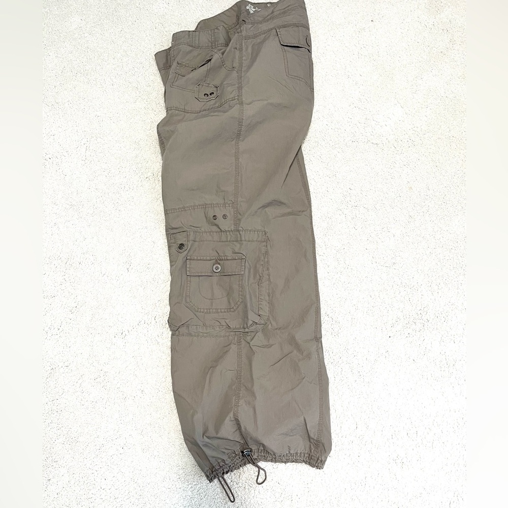 Tall-Plus taupe cotton wide leg cargo